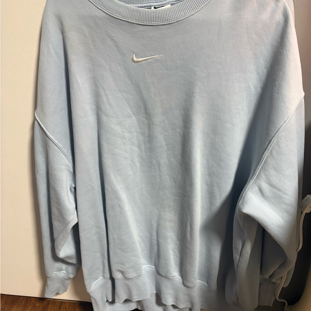 Nike Light Blue Sweatshirt with White Swoosh